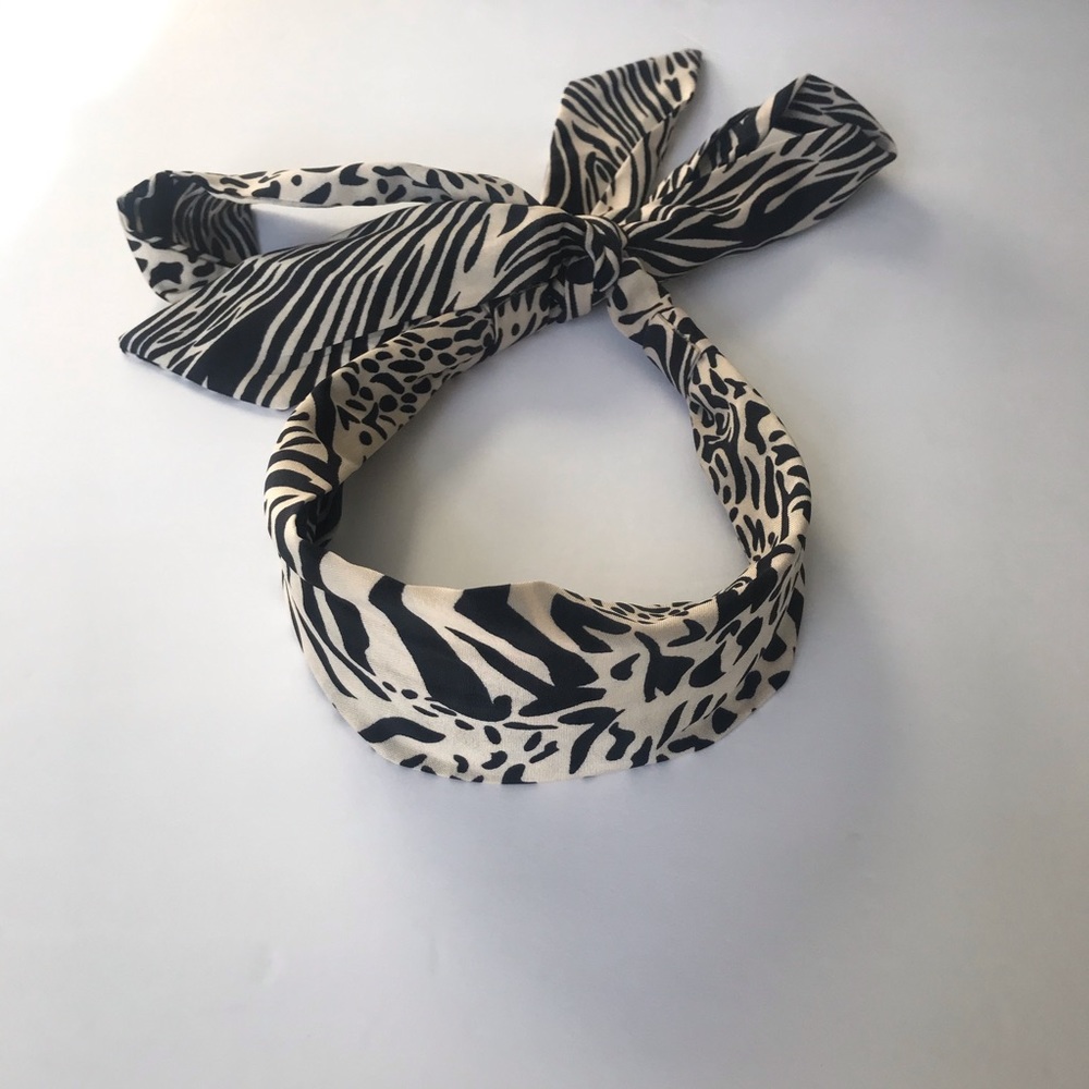 Cream and black animal print headband